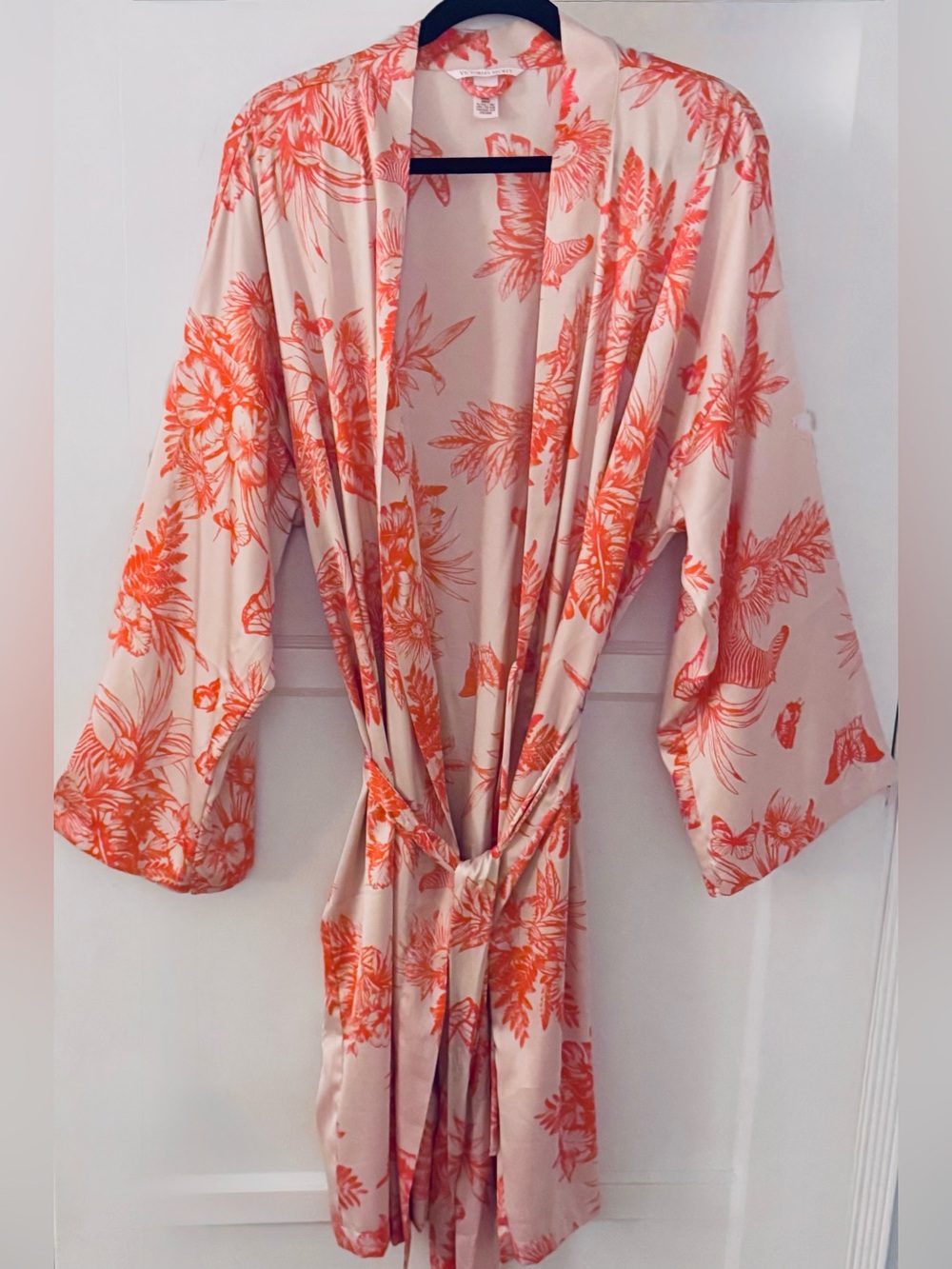 Victoria’s Secret Satin Midi-Robe Beautiful Tropical Toile Print Sz. XL/XXL